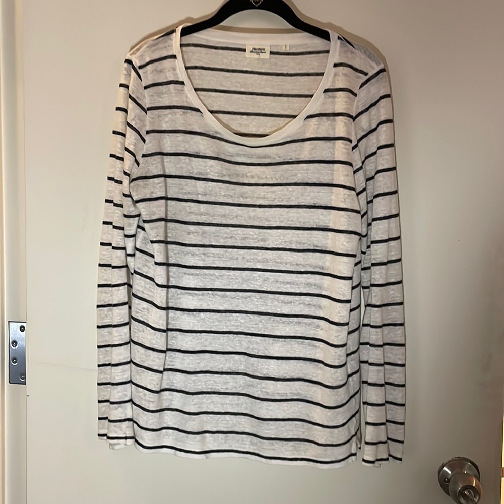 Hartford Striped linen long sleeve tee